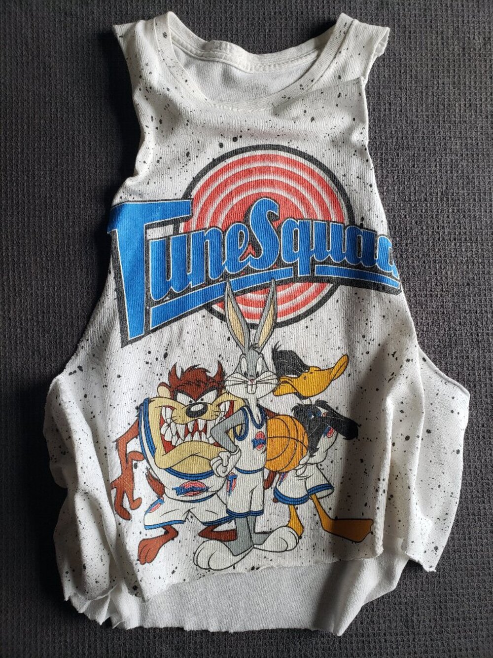 Space Jam Tune Squad Bugs Bunny Taz Daffy Duck Speckled Men's Tank Top XL